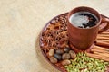 Hot masala tea with various spices Royalty Free Stock Photo