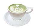 Hot matcha green tea latte art foam isolated on white background, path Royalty Free Stock Photo