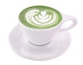 Hot matcha green tea latte art foam isolated on white background, path Royalty Free Stock Photo