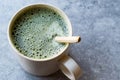 Hot Matcha Tea Latte with Milk Royalty Free Stock Photo