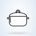 Hot meal. Pot and steam. Cooking line symbol. Vector illustration