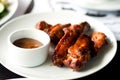 Hot Meat Dishes - Grilled Chicken Wings Royalty Free Stock Photo