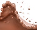 Hot melted milk chocolate sauce or syrup, pouring chocolate wave or flow splash, cocoa drink or cream, abstract dessert background Royalty Free Stock Photo