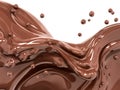 Hot melted milk chocolate sauce or syrup, pouring chocolate wave or flow splash, dripped cocoa drink or cream, abstract dessert