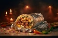 Hot mexican burrito. Illustration AI Generative Royalty Free Stock Photo