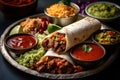 Hot mexican burrito. Illustration AI Generative Royalty Free Stock Photo