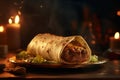 Hot mexican burrito. Illustration AI Generative Royalty Free Stock Photo