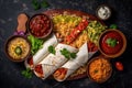 Hot mexican burrito. Illustration AI Generative Royalty Free Stock Photo