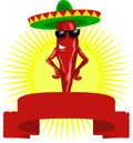 Hot mexican chili pepper label