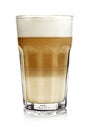 Hot milk coffee or latte macchiato glass, isolated Royalty Free Stock Photo