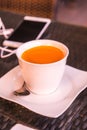 Hot milk tea with white cup Royalty Free Stock Photo