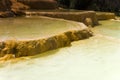 Hot mineral water Karahayit natural travertine pools in Pamukkale. Royalty Free Stock Photo
