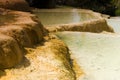 Hot mineral water Karahayit natural travertine pools in Pamukkale.