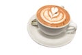 Hot Mocca Coffee with latte art in folwer shape Royalty Free Stock Photo