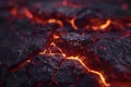 Hot molten lava streaming volcano eruption stream hot boiling magma venus other planet surface destruction flowing fire Royalty Free Stock Photo