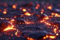 Hot molten lava streaming volcano eruption stream hot boiling magma venus other planet surface destruction flowing fire Royalty Free Stock Photo