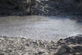 Hot mud crater in volcano Royalty Free Stock Photo