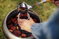 Hot mulled wine in picnic Royalty Free Stock Photo