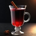 Hot Mulled wine in a transparent tall cup Royalty Free Stock Photo