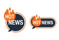 Hot News badge with bubble and fire