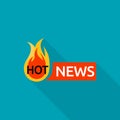 Hot news logo, flat style