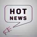 Hot news megaphone speech bubble, glitch effect Royalty Free Stock Photo