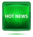 Hot News Neon Light Green Square Button Royalty Free Stock Photo
