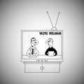 Hot news on the TV in cartoon style