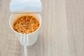 Hot noodle Cup. Noodle cup Ready made. Eating Instant Noodles with a Plastic Fork. Junk food Instant noodles are eating the popula Royalty Free Stock Photo