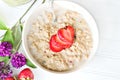 Hot oatmeal breakfast