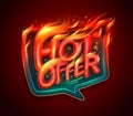 Hot offer, fiery sale vector banner template