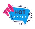 Hot Offer Sale Countdown Badge with Megaphone as Promo Sticker Vector Illustration Royalty Free Stock Photo