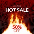 Hot offer SALE discounts with burning fire business marketing design template background Royalty Free Stock Photo