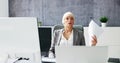 Hot Office Weather. Woman Sweating Royalty Free Stock Photo