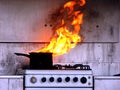 Hot Oil Fire in Kitchen