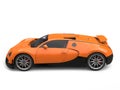 Hot orange modern super sports car - top side view Royalty Free Stock Photo