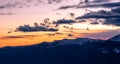 Hot orange sky behind the mountain at sunset Royalty Free Stock Photo