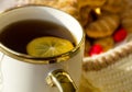 Hot organic black tea with fresh lemon Royalty Free Stock Photo