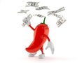 Hot paprika character catching money