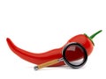 Hot paprika with magnifying glass