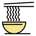 Hot pasta bowl icon color outline vector