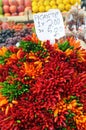 Hot peppar sold at the market Royalty Free Stock Photo