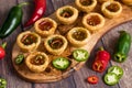 Hot pepper jelly mini tarts. Royalty Free Stock Photo