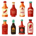 hot pepper ketchup sauces set Royalty Free Stock Photo