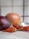 Hot pepper and onion Royalty Free Stock Photo