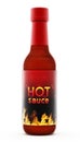 Hot pepper sauce bottle isolated on white background. 3D illustration