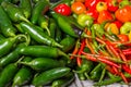 Hot peppers on display ready to use Royalty Free Stock Photo