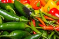 Hot peppers on display ready to use Royalty Free Stock Photo