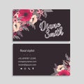 Hot pink flower business cards template