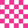 Hot pink hand drawn vector checkerboard seamless repeat pattern